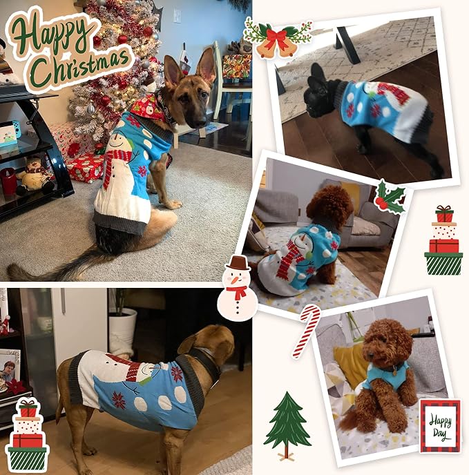 Pet Christmas Dog Sweaters Cute Animal Snowman Printed Puppy Xmas Costumes - Image 3