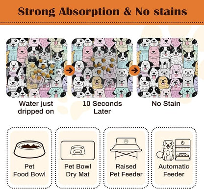 Pet Feeding Mat for Floors Waterproof Dog Mat for Food and Water Absorbent - Image 2