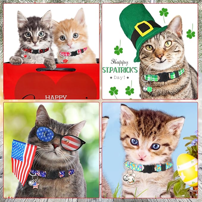 Talltalk 15 Pcs Holiday Cat Collars St. Patrick's Day Easter Adjustable - Image 4