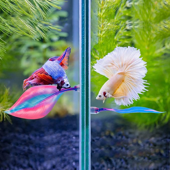 WILLBOND 2 Pcs Blue Pink Silicone Betta Fish Bed Leaf Hammock Betta Fish Tank - Image 6