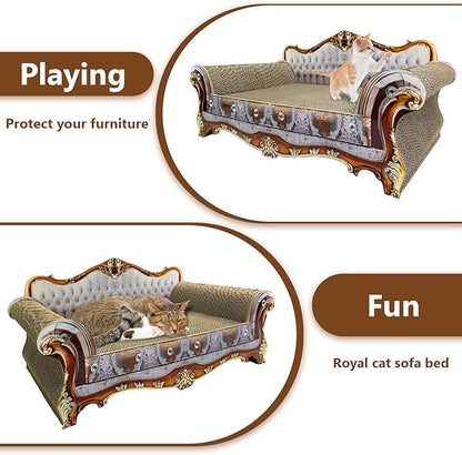 Luxury Cardboard Cat Scratcher Sofa Bed, Couch Shaped Cat Scratching Board - Image 6