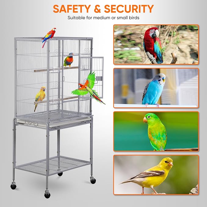 ZENY 53-Inch Bird Flight Cage, Wrought Iron Standing Large - Image 2