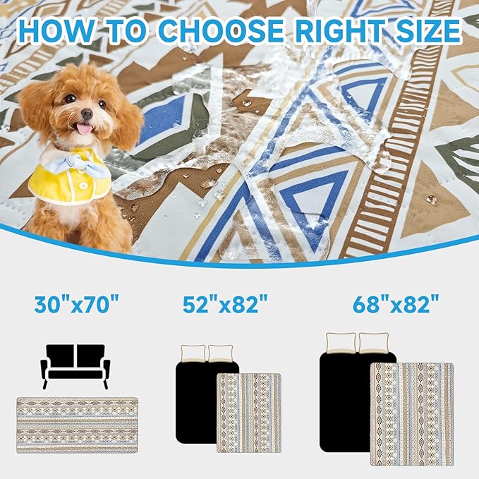 Waterproof Dog Blanket, Bohemian Dog Bed Cover Pet Blanket, Reversible Sofa - Image 6
