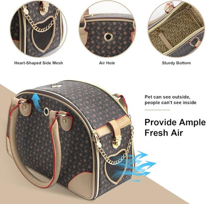 Fashion Dog Carrier PU Leather Dog Handbag Dog Purse Cat Tote Bag Pet Cat Dog - Image 5