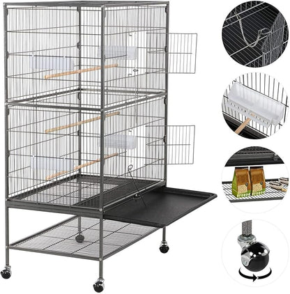 Topeakmart Wrought Iron Large Flight Parrot Bird Cage - Image 3