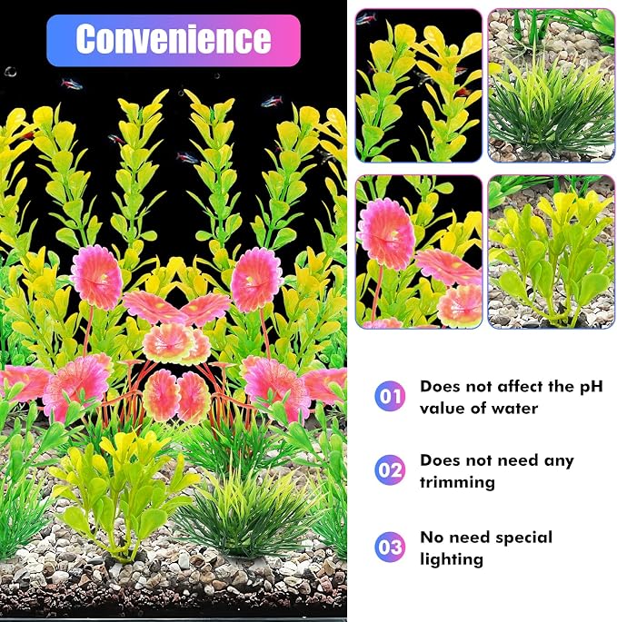 AQUANEAT Artificial Fish Tank Plants, Plastic Aquarium Decorations - Image 3