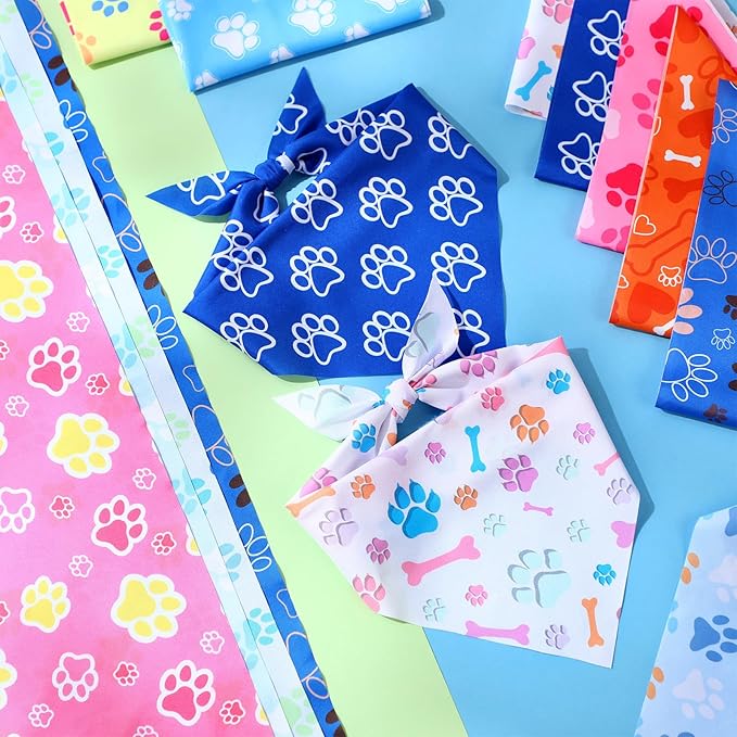 Weewooday 50 Pcs Paw Print Dog Bandanas Bulk - Image 5
