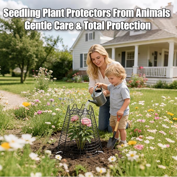 4 Pcs 11.6"×11.6" Plant Protectors from Animals, Sturdy Metal Plant Cages - Image 6