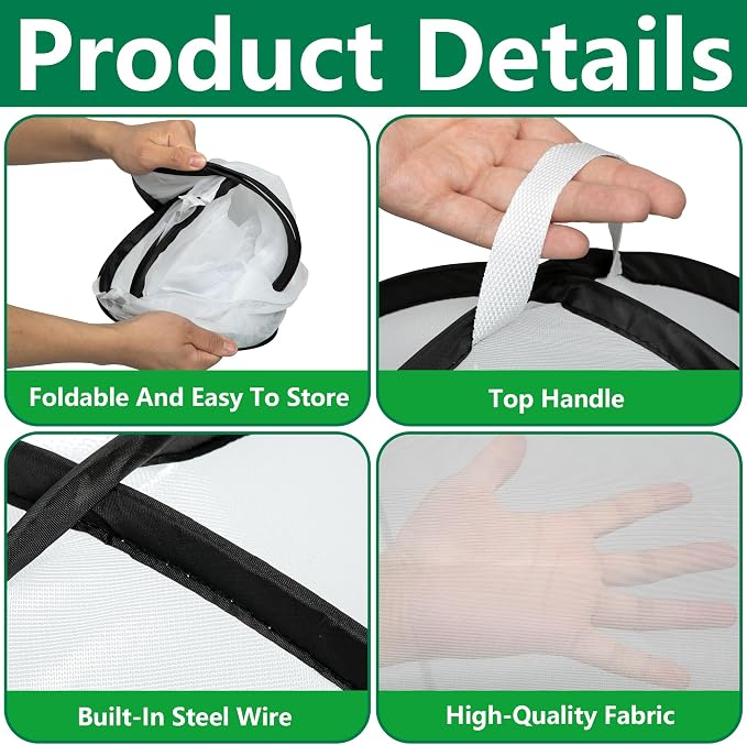 2 Pcs Pop Up Insect Barrier Plant Cover Tent, Garden Net Cage Bird Insect Guard - Image 3