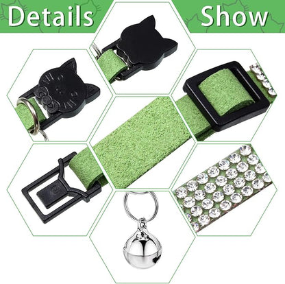 Weewooday 4 Pieces Rhinestones Cat Collars Breakaway Cat Collar - Image 3