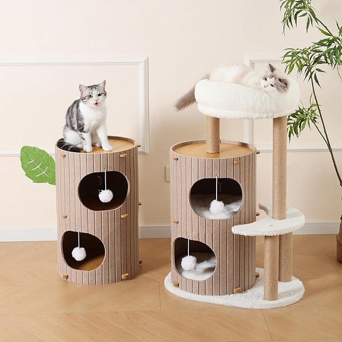 Cat House for Indoor Cats, 2-Storey Large Cat Bed Cave, Felt Covered Cats - Image 6