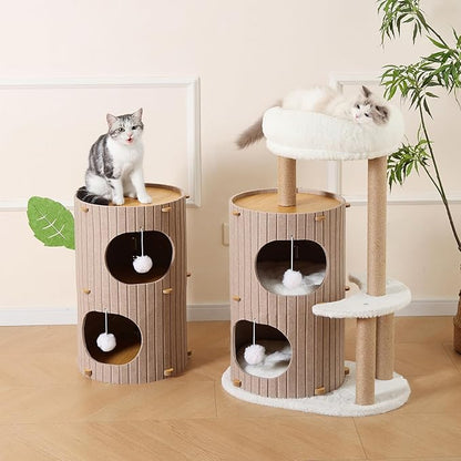 Cat House for Indoor Cats, 2-Storey Large Cat Bed Cave, Felt Covered Cats - Image 6
