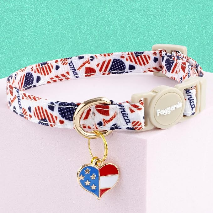 Faygarsle 2 Pack Patriotic American Flag Dog Collar Pattern Cat Collars - Image 3