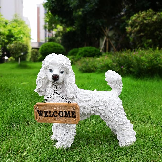Poodle Statue Outdoor Decorations – Dog Statues Outdoor Standing White Poodle by Unknown
