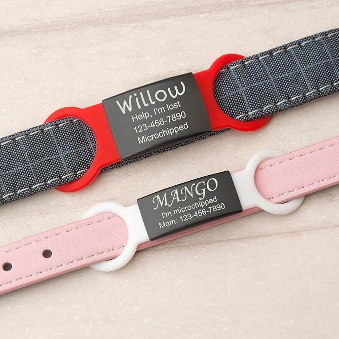 Anavia Slide On Silent Pet ID Tags, S/M/L/XL Personalized Black Stainless Steel - Image 9