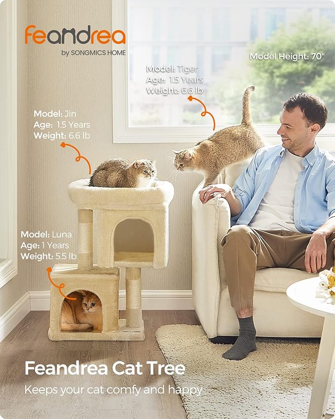 Feandrea Cat Tree, 26.4-Inch Cat Tower, Plush Condo - Image 2