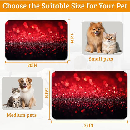 Red Gradienr Feeding Mat, Non-Slip Rubber Backing Mat, Cat Dog Accessories - Image 6
