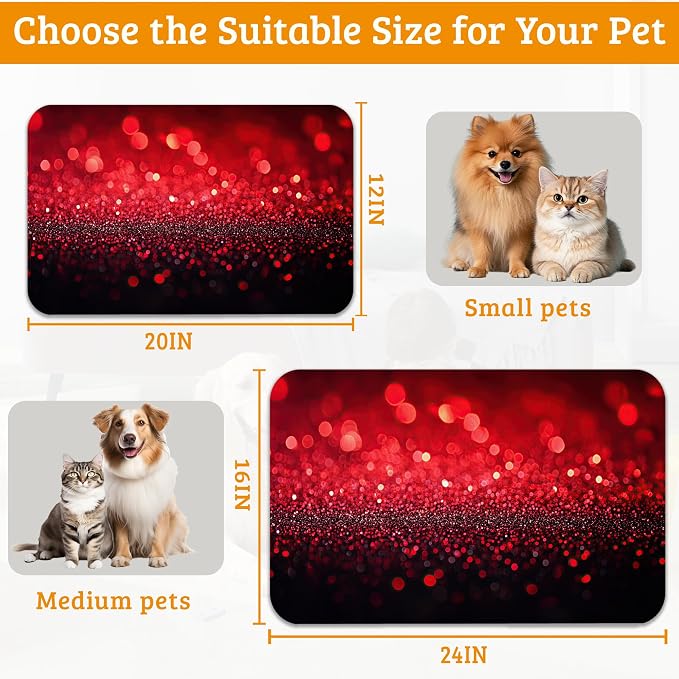 Red Gradienr Feeding Mat, Non-Slip Rubber Backing Mat, Cat Dog Accessories - Image 6