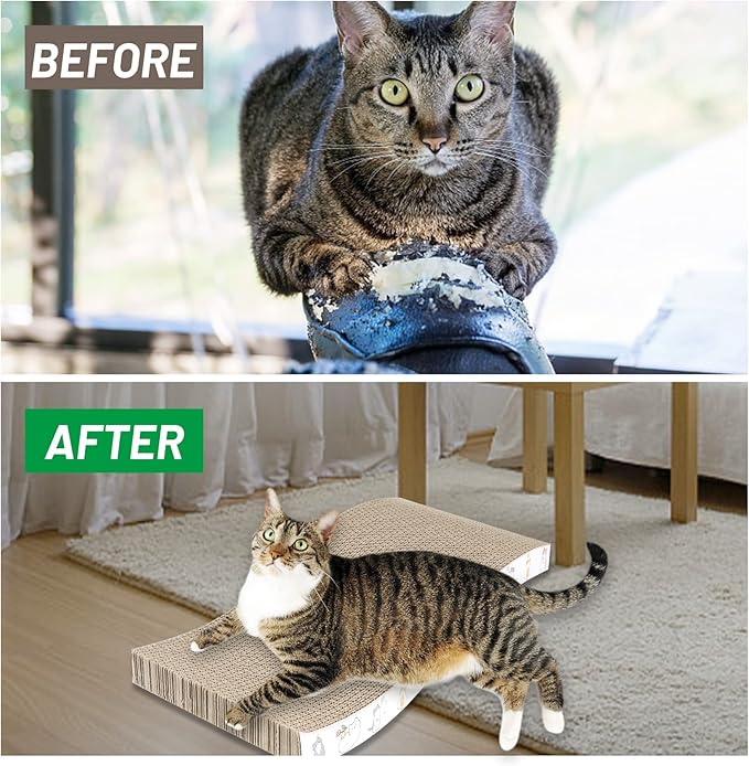 PatiencET Cat Scratcher Cardboard 4 Pack Cat Scratch Pad Reversible Scratcher - Image 7