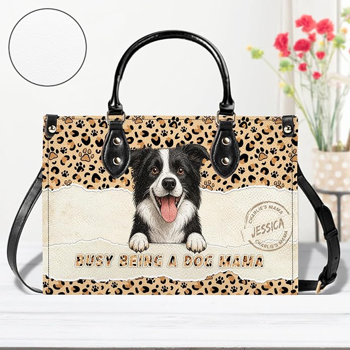 Personalized Pet Mom Leather Handbag – Custom Name Dog Cat Photo Purse - Image 9