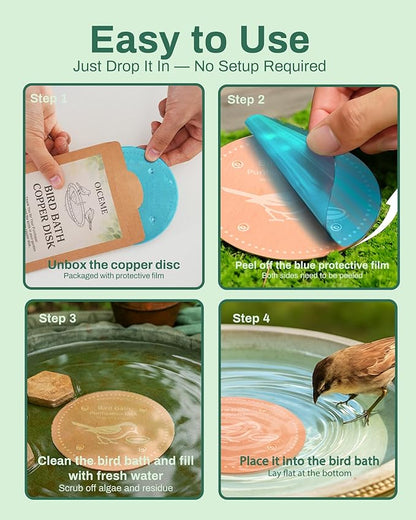 Bird Bath Purification Disk Pure Copper Outside Winter Solar Power Birdbath - Image 6