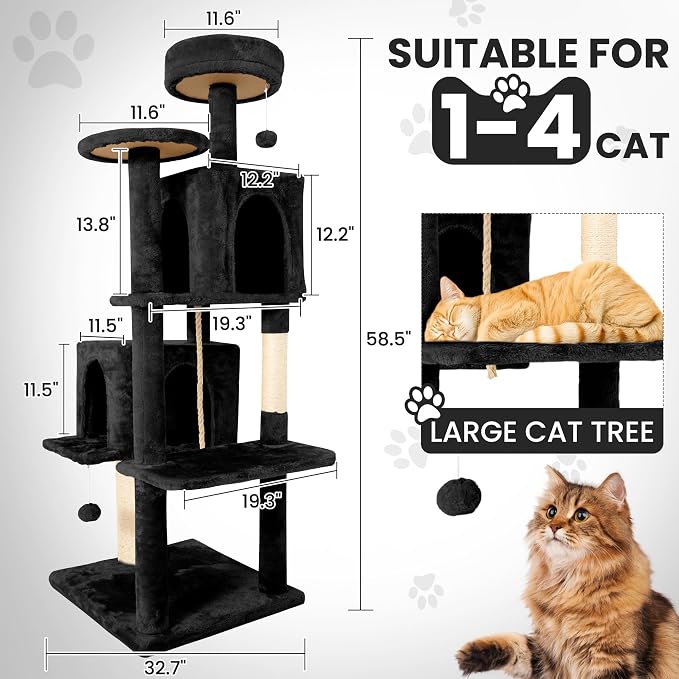 58.5inch Large Cat Tree Tower Condo - Image 3