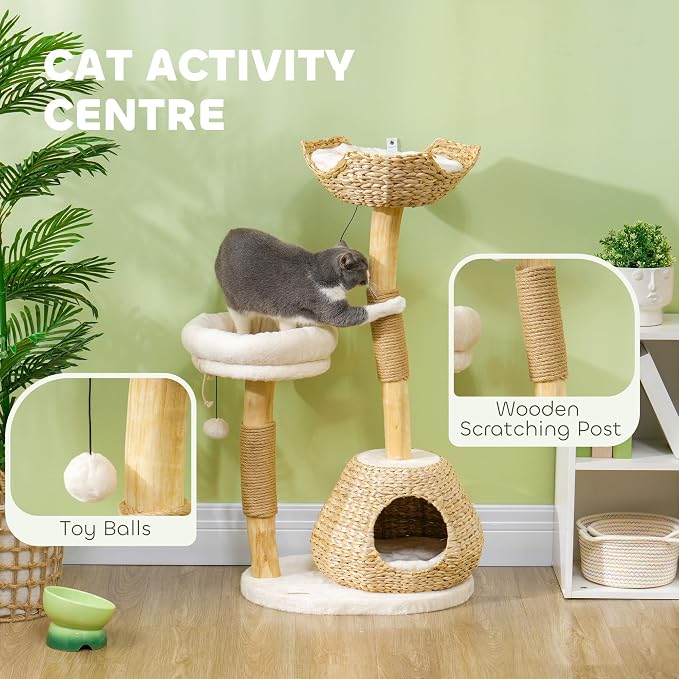 PawHut Cat Tree for Indoor Cats, Luxury Condo, Beds & Toby Balls, Kitten - Image 3