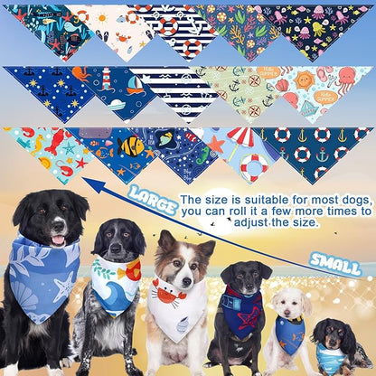 100 Pcs Ocean Dog Bandanas Bulk Pet Bibs Colorful Triangle Pet Ocean Scarf - Image 5