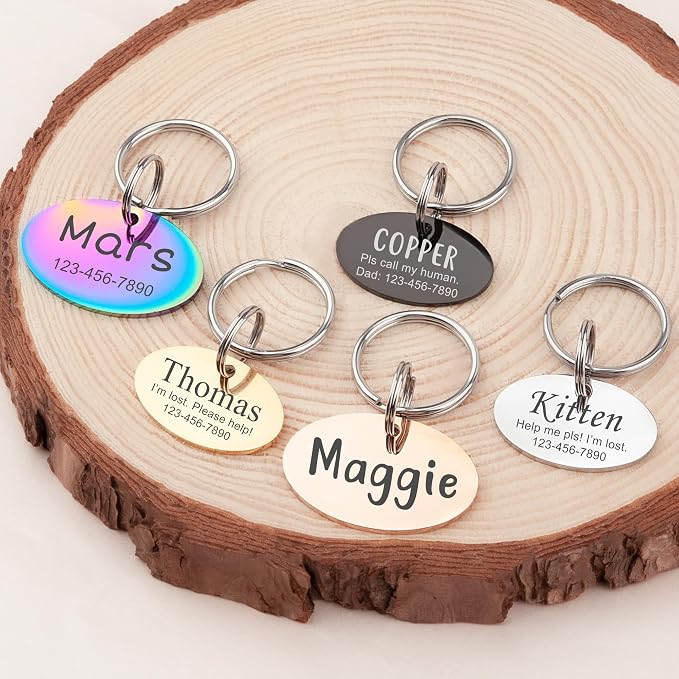 Anavia Personalized Pet ID Tags, Stainless Steel Glossy Laser Engraved Dog Cat - Image 3