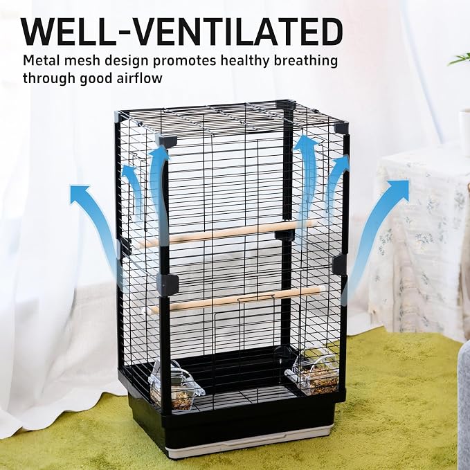 25 inch Bird Cage, Portable Travel Parrot Cage, Double-Layer Parakeet Cage - Image 6