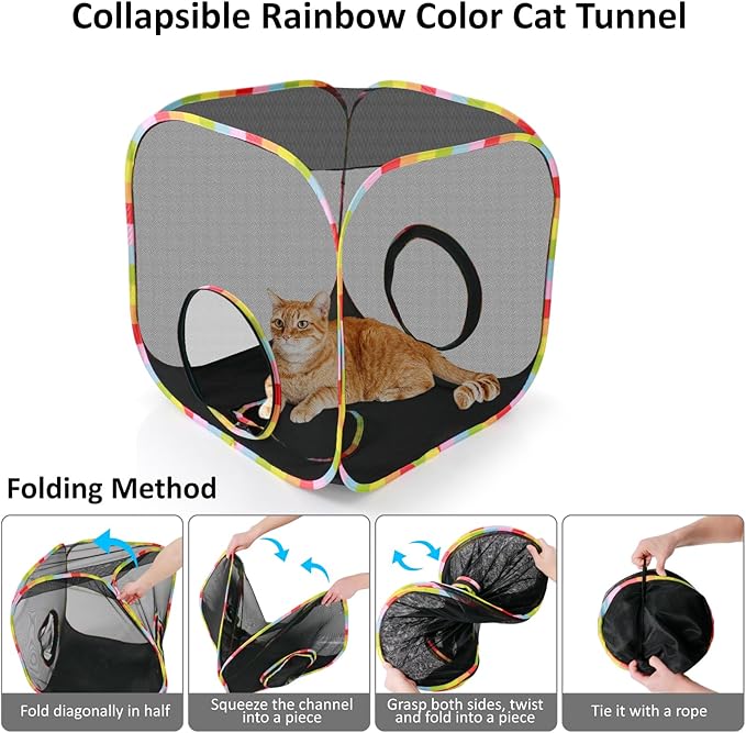 Portable Collapsible Cat Playpen, Escape-Proof Heavy-Duty Mesh Cat Enclosure - Image 5