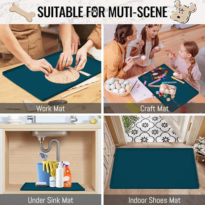 MateeyLife Dog & Cat Food Mat, Waterproof & Nonslip Silicone Feeding Mats - Image 5