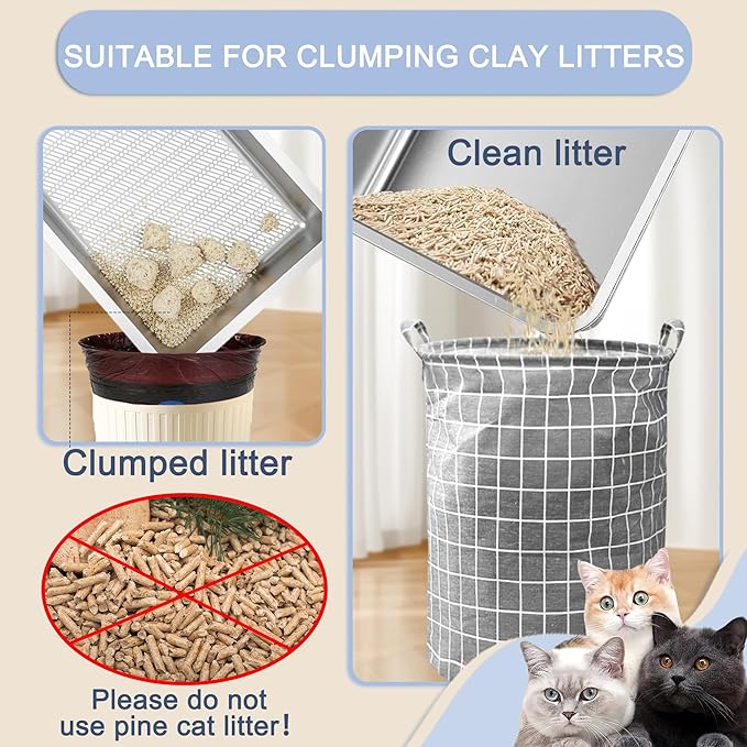 Teheao 2 Pack Stainless Steel Sifting Cat Litter Box - Image 6