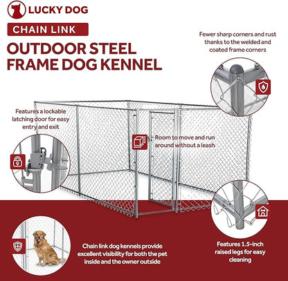 Lucky Dog Heavy Duty Outdoor Galvanized Chain Link Dog Kennel Enclosure - Image 3