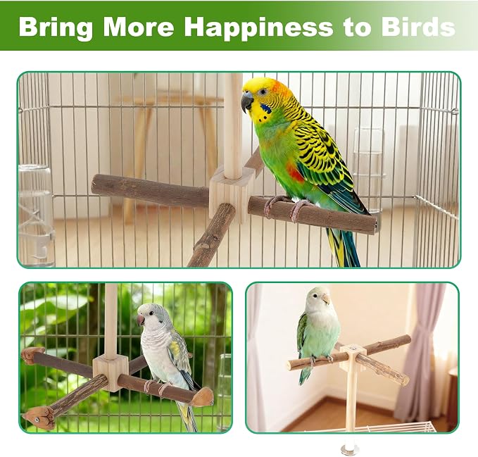 Rotating Bird Perches, Natural Wooden Perch - Image 6