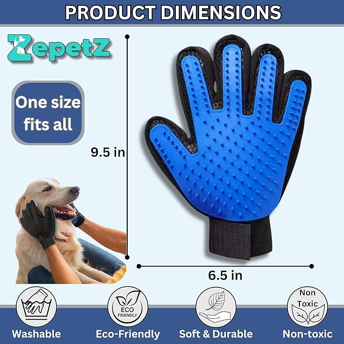 Pet Hair Remover Glove – Blue, Reusable Grooming Glove - Image 9