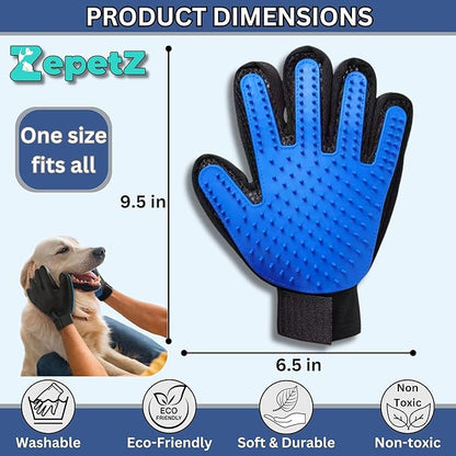 Pet Hair Remover Glove – Blue, Reusable Grooming Glove - Image 9