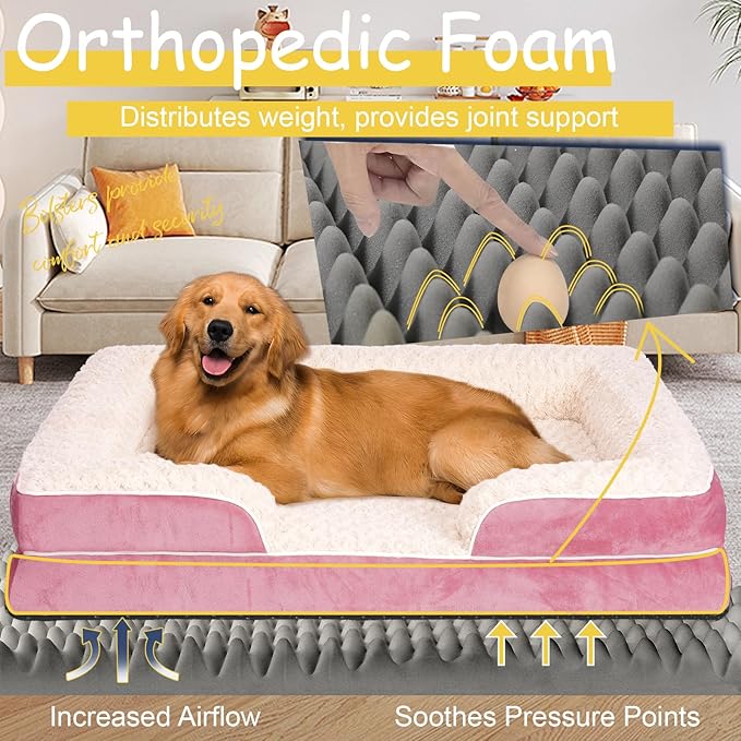 Orthopedic Dog Bed for Large Medium Sized, Washable Memory Foam Large Dog Bed - Image 3