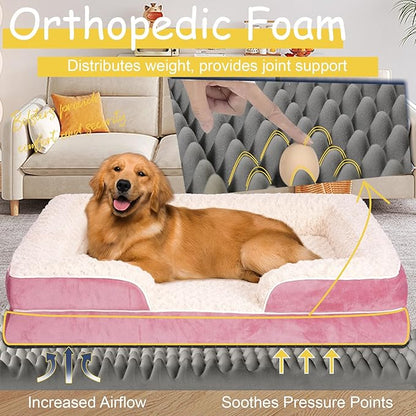 Orthopedic Dog Bed for Large Medium Sized, Washable Memory Foam Large Dog Bed - Image 3