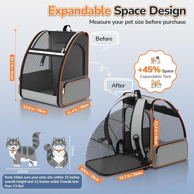 Cat Backpack Carrier Expandable - Image 3