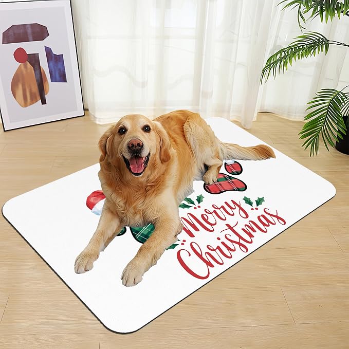 Dog Christmas Dog Food Mat–Christmas Stocking Absorbent Quick Dry Feeding - Image 7