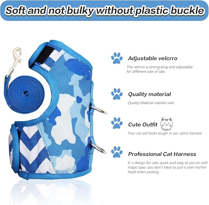 Cat Harness and Leash for Walking Escape Proof, Adjustable Cat Vest Harness - Image 3