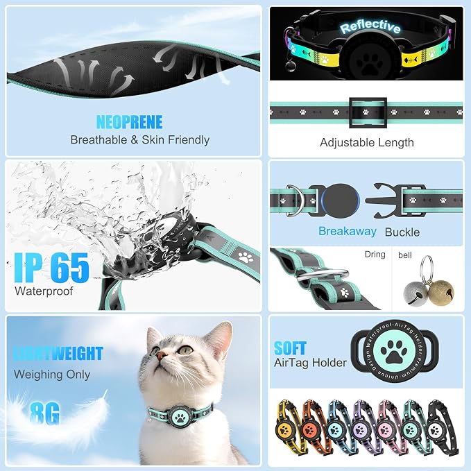 Airtag Cat Collar Breakaway, Reflective Cat Collar - Image 2