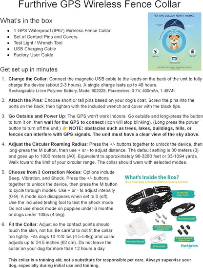 Furthrive GPS Dog Collar, Wireless Dog Fence 100–3280 ft Circular Boundary - Image 4