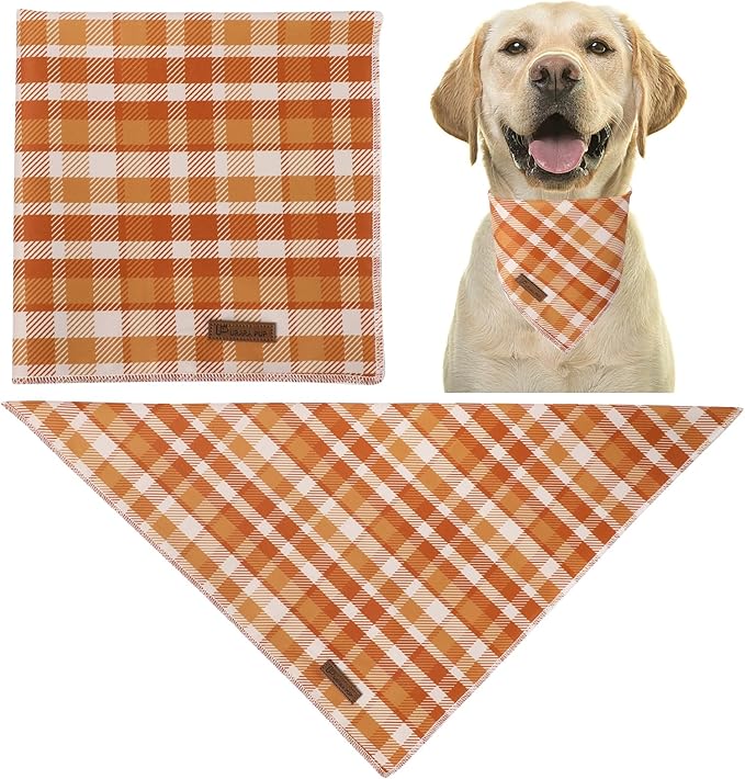 Fall Dog Bandana – Autumn Plaid Triangle Scarf - Image 4