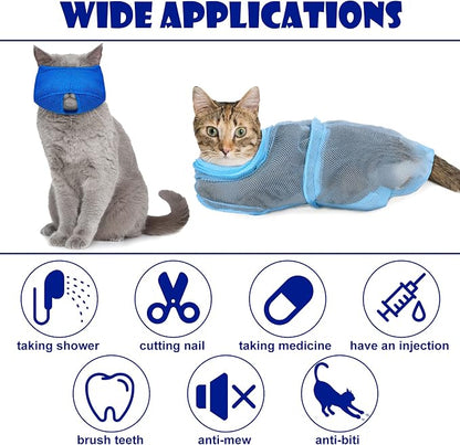 Patelai 5 Pcs Cat Bathing Bag Set Cat Grooming Bag Adjustable Pet Shower Net - Image 4
