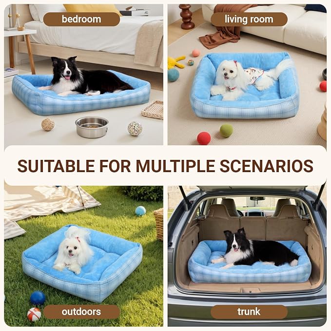 MIHIKK Rectangle Dog Beds for Small Medium Dogs & Cats, Orthopedic Sleeping Pet - Image 6