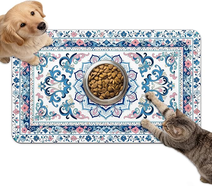 Dog Food Mat for Bowls, Absorbent Quick Dry Dog Cat Mats for Food and Water by Unknown