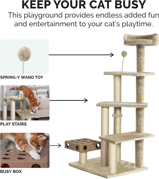 Furhaven 49.5" Tall Cat Tree for Indoor Cats, Ft. Sisal Scratching Posts - Image 4