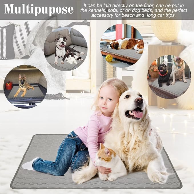 Washable Dog Cooling Mat Ice Silk Pet Self Cooling Pad Blanket - Image 6